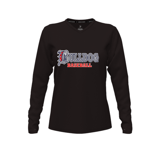 [CUS-DFW-TEES-CMF-VNK-LSL-BLK-FYXS-LOGO3] Decker Comfort T-Shirt (Female Youth XS, Black, V Neck, Logo 3, Long Sleeve)