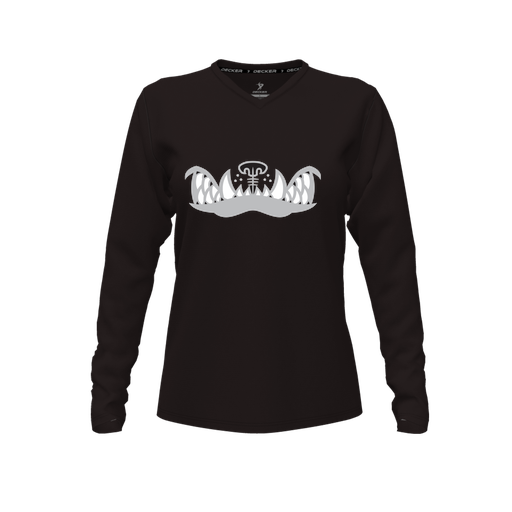 [CUS-DFW-TEES-PER-VNK-LSL-BLK-FYXS-LOGO2] Decker Performance T-Shirt (Female Youth XS, Black, V Neck, Logo 2, Long Sleeve)