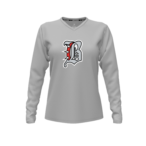 [CUS-DFW-TEES-PER-VNK-LSL-GRY-FYXS-LOGO1] Decker Performance T-Shirt (Female Youth XS, Gray, V Neck, Logo 1, Long Sleeve)